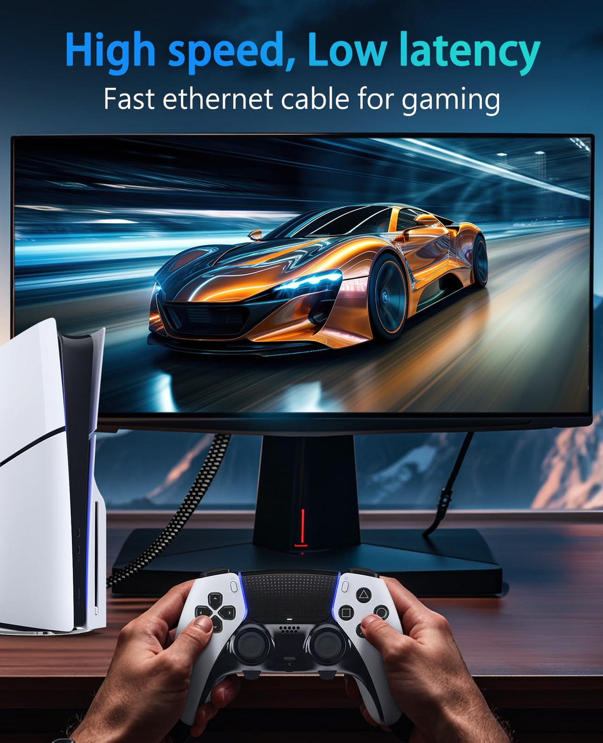 ARISKEEN Cat 8 Ethernet Cable 8M, Cat8 Braided Flat High-Speed Gigabit Rj45 STP Shielded Internet Network Lan Patch Cable Cord for Modem Router Computer TV PC