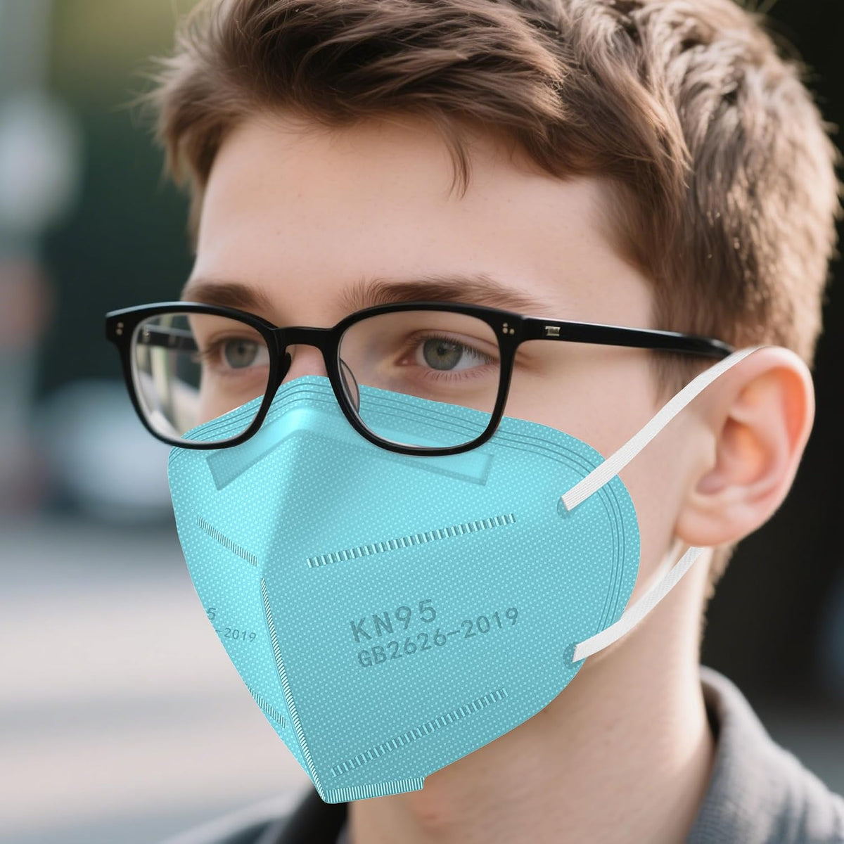 LEMENT 50pcs KN95 Face Mask Black 5-Layer Filter≥95% Cup Dust Safety Masks