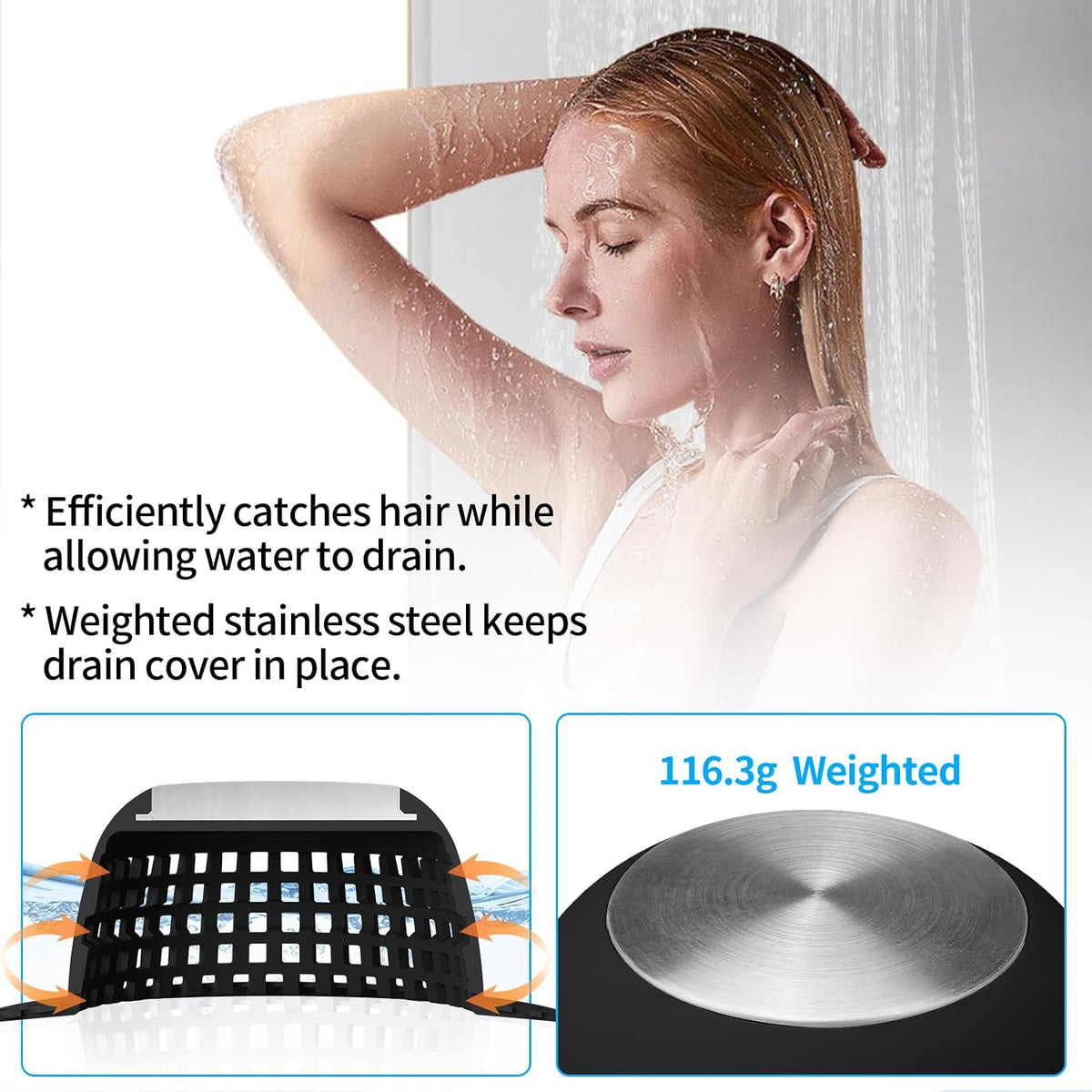 Aluvor Shower Drain Hair Catcher Bathtub Drain Cover Sink Drain Protector