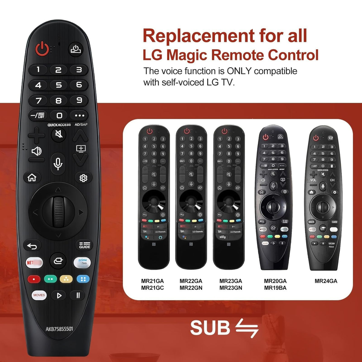 Replacement TCL TV Remote Control RC802N for TCL Android & LCD LED 4K Smart TVs: 32DS520, 40S6000FS, 49S6000FS, 49DP600, F43S5916, 50DP600, H32S5916, U49P6016, U55P6006 – No Setup Required