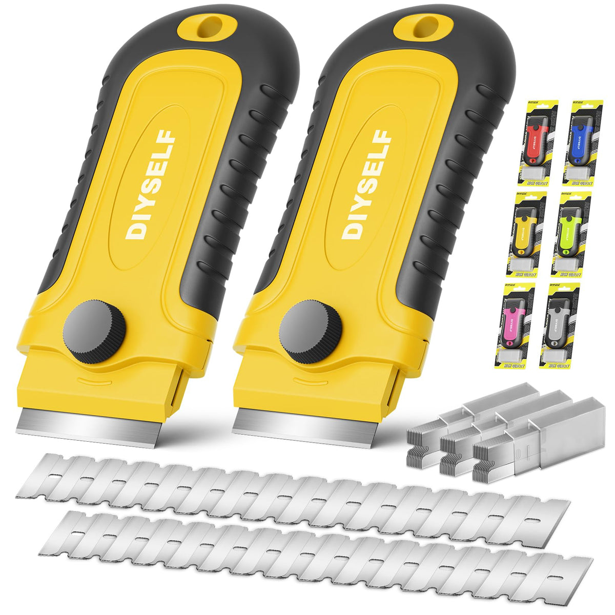 DIYSELF 1 Pack Razor Blade Scraper with 15 Extra Blades, Scraper Tool