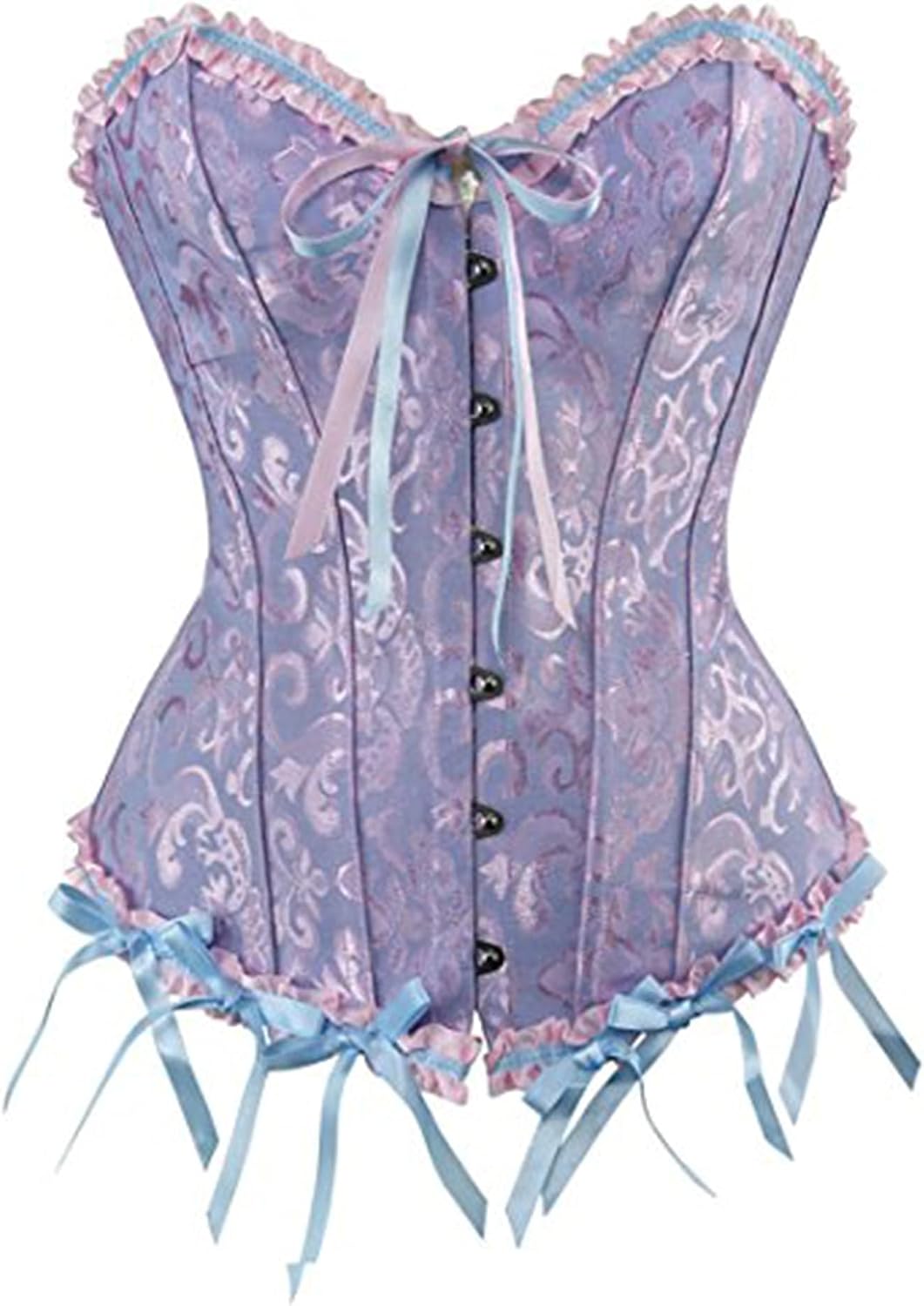 Felcia Women's Corsets Sexy Brocade Overbust Lace up Boned Corsets Shapewear Outfit