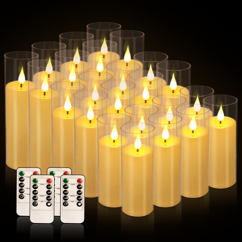 YOROXRG Solar flameless Candles Outdoor Waterproof,Dusk to Dawn Outdoor Lighting, Flickering fameless Reusable LED Light Candles for Lantern Garden Camping and Home Decor, 3D Wick (3"X6") Set of 2