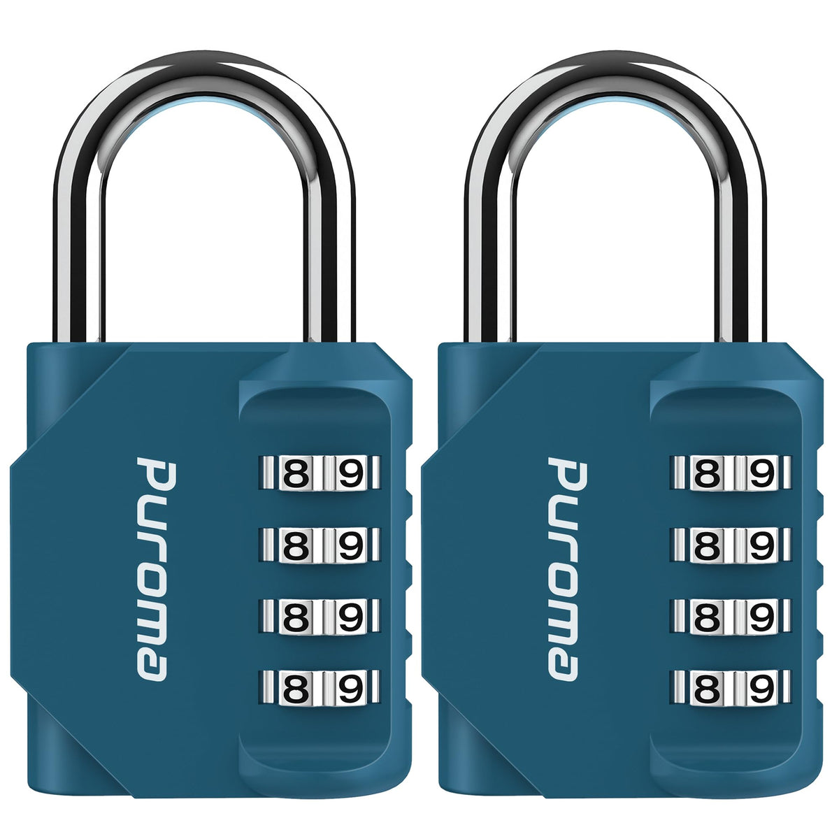Puroma 2 Combination Lock Locker 4 Digits Combo Padlock Gym Silver & Black