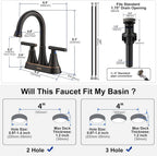 Matte Black Bathroom Faucet, Hurran 4 inch Centerset 2-Handle Lead-Free