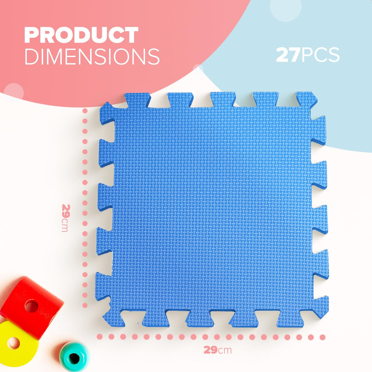 kidoola Foam Baby Play Mat (29x29cm) – Thick & Soft EVA Foam Interlocking Floor Tile Matting for Children – Large Multi Colour, Safe & Comfortable 7mm Thick Play Flooring (27pc)