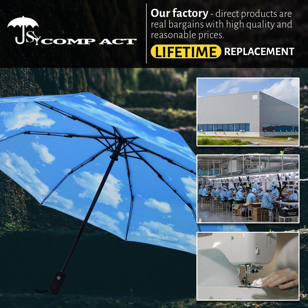 SY COMPACT Travel Umbrella Windproof Automatic Unbreakable UV Protection