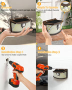 Aootek Solar Motion Sensor Lights Outdoor 120 LEDs, Black, 6 Pack