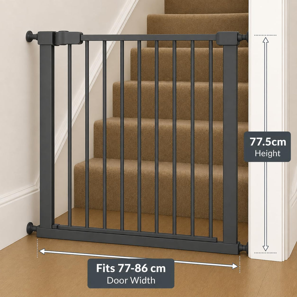 For Your Little One Pressure Fit Safety Stair Gate – No Screws Needed | One-Hand Opening | Secure Baby & Pet Gate for Stairs, Doorways & Hallways (Grey, 7 cm Extension Only)