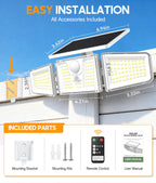 KOOPER Solar Motion Lights Outdoor, 210 LED Remote Solar Flood Lights 2PK