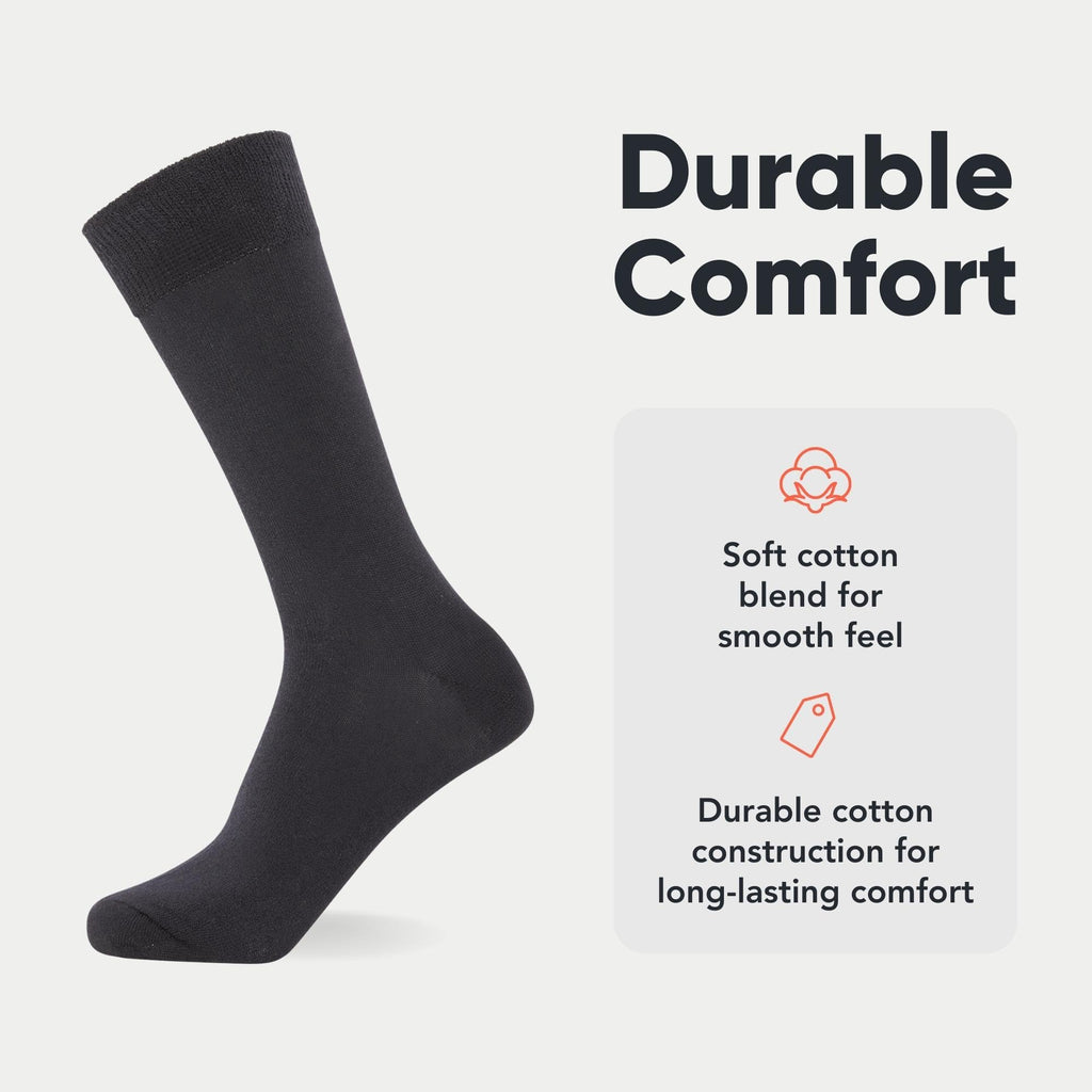 FM London 10-Pack Plain Mens Socks, Soft Cotton Rich Dress Socks Mens 6-11