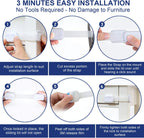 Adjustable Child Locks for Kitchen Cupboards 10 Pack - White