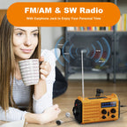 Mesqool Portable Wind Up Hand Crank and Solar Powered Radio with USB Phone Charger, Emergency Radio with SOS Alarm and Flashlight, AM/FM/SW Radio with 12000mAh Rechargeable Battery for Outdoor