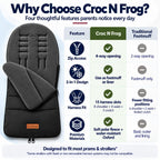 CrocnFrog Universal Baby Bunting Footmuff - Cosy Toes Fit Toddler Foot Muff for Stroller, Buggy, Pushchair & Pram Footmuffs Comes with Warm and Soft Polar Fleece Water, Wind