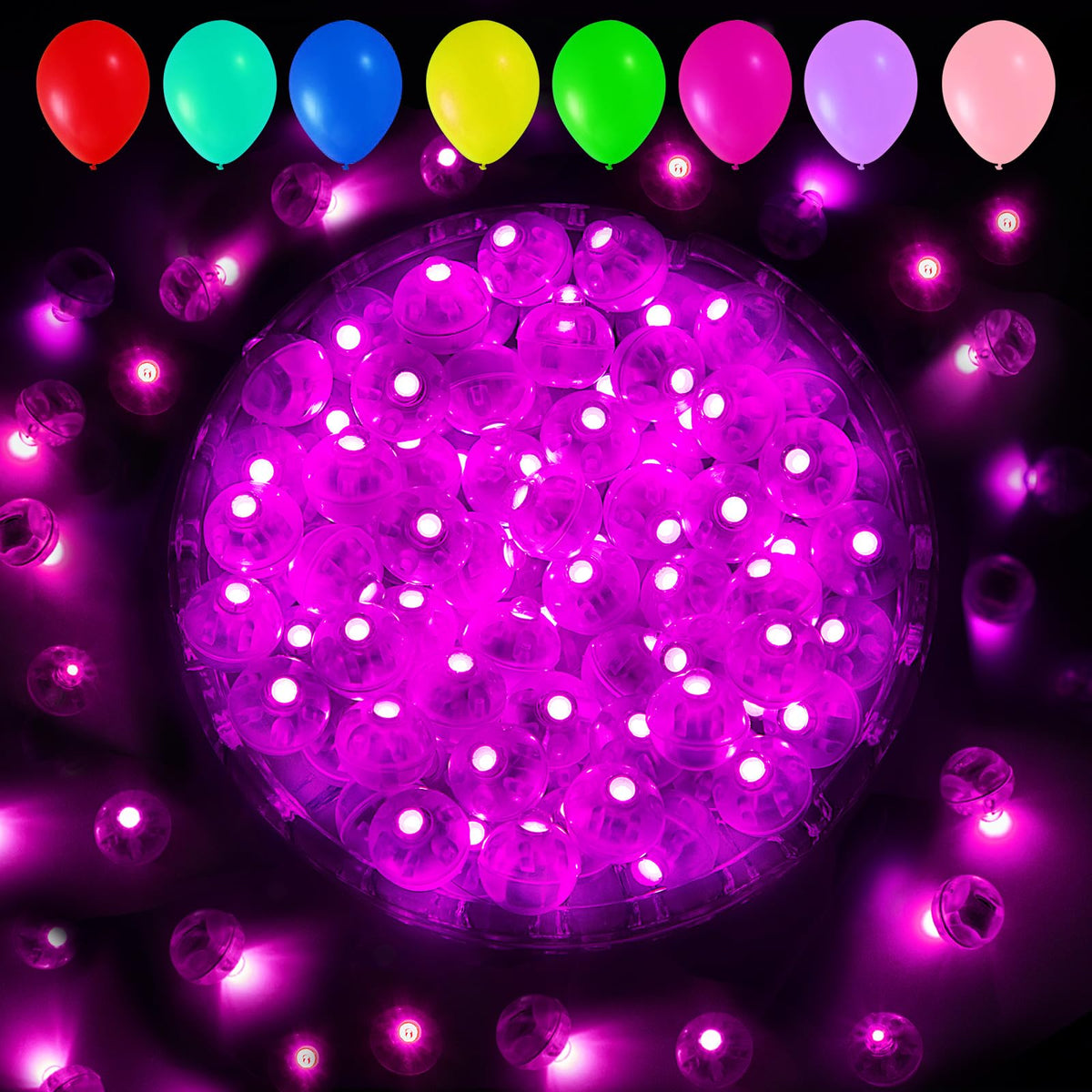 Aogist 200pcs 10-Colors Mini Lights with Hook,Long Standby Time Waterproof LED Balloon Light,Battery Powered,Ball Lamp for Balloon Paper Lantern Birthday Party Christmas Halloween