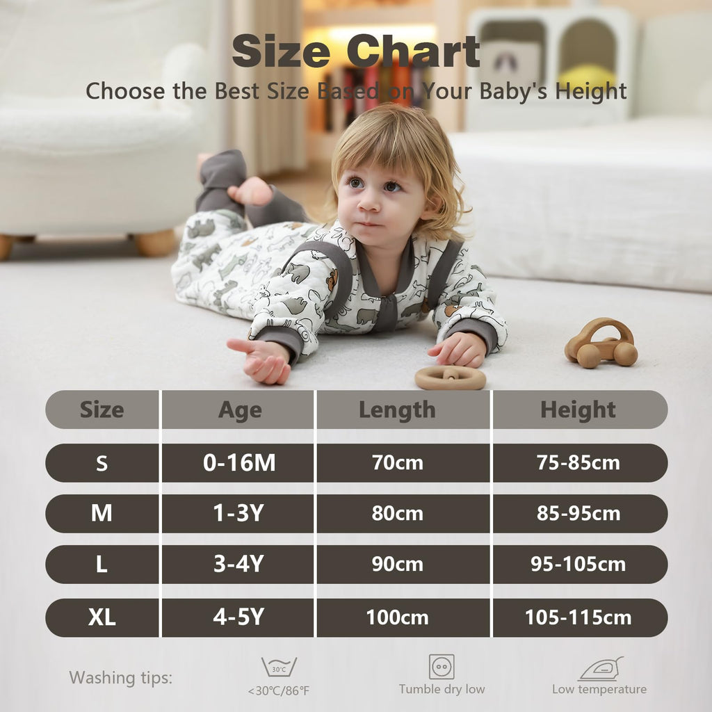 Baby Sleeping Bag with Feet, 2.0 Tog, Removable Sleeves 6-18 months