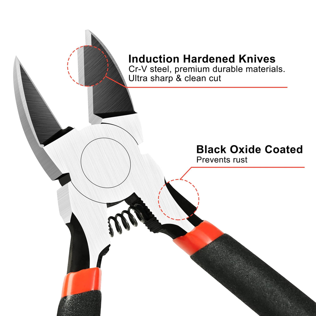 BOENFU Wire Cutters Heavy Duty Snips Flush Cut Side Cutters Pliers