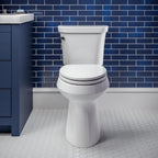 Mayfair Linden Slow Close Toilet Seat, Non Slip Heavy Duty Wood, Easy Install, Elongated, White