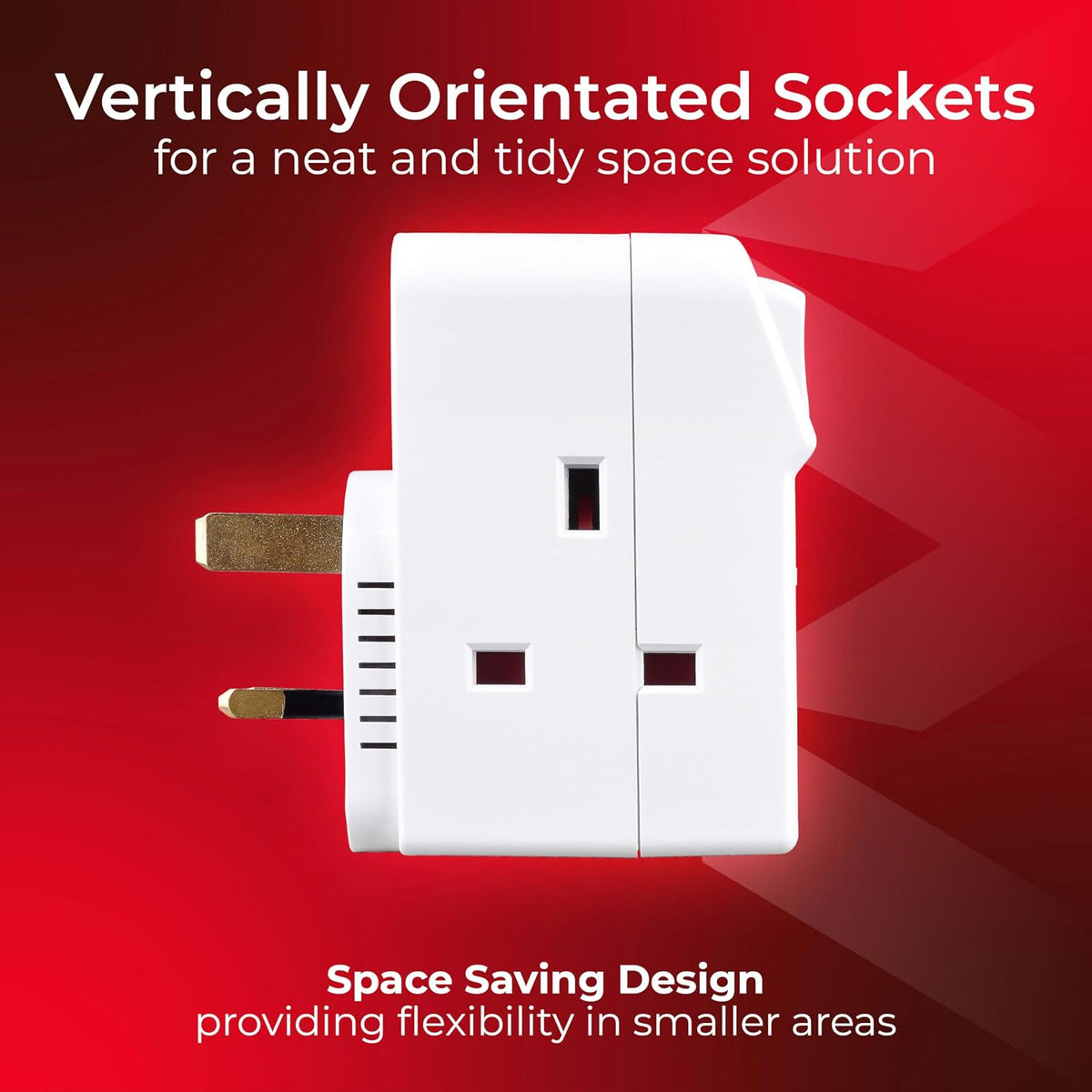 Masterplug Three Socket Surge Protected Adaptor with Individual Switches, white