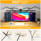 Airlonv LED Desk Lamp with Clamp, 17" Stepless Dimming Light, Black