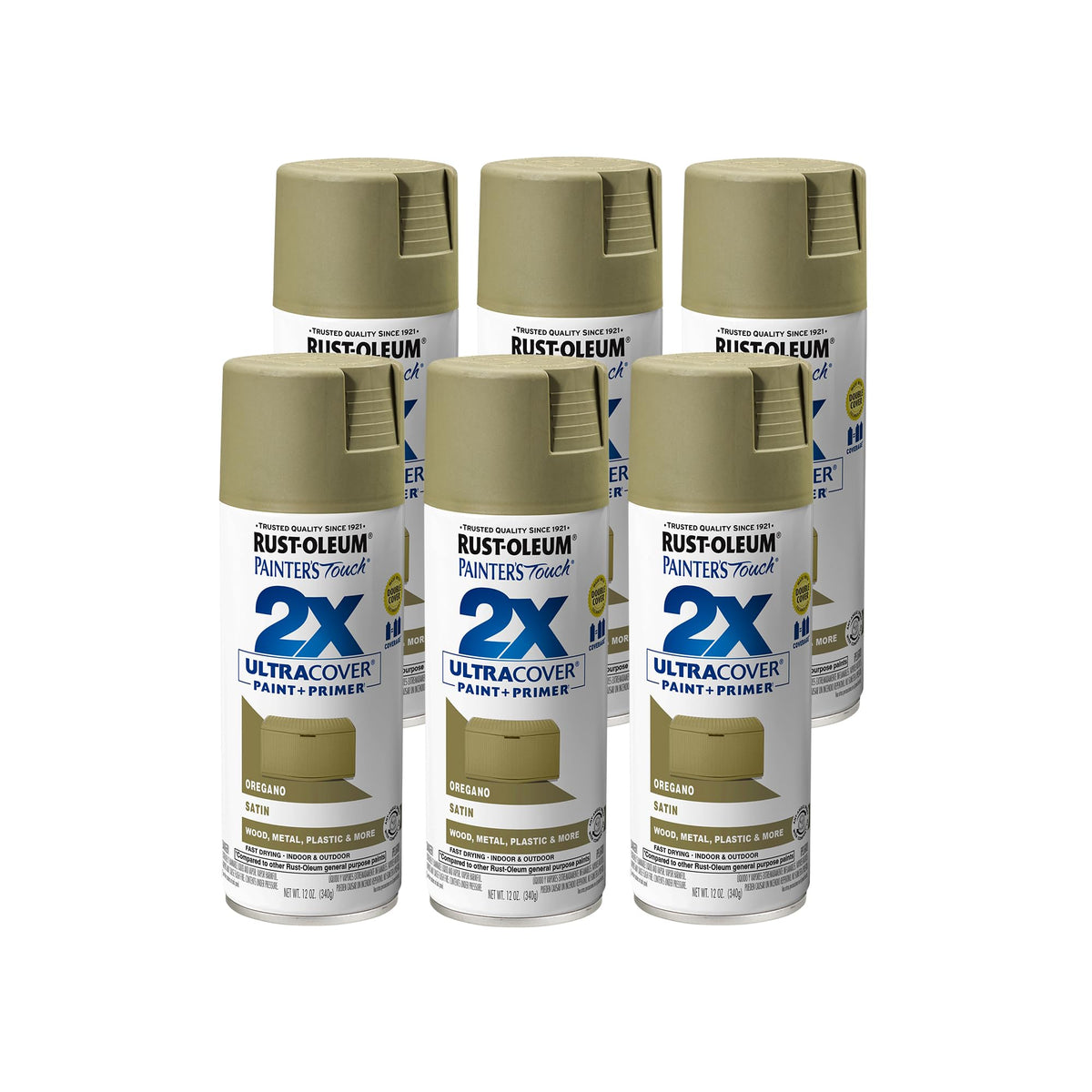 Rust-Oleum 334023-6PK Painter's Touch 2X Ultra Cover Spray Paint, 12 oz, Gloss Almond, 6 Pack