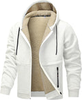 Teddy Fleece Men Hoodie Fleecing Lined Fuzzy Jacket with Pockets Full Zip Hooded Adjustable Sweatshirts Warm Parka Jackets Sherpa Ski Jackets Thermal Cardigan Jumper Coats Winter Outerwear Clothing