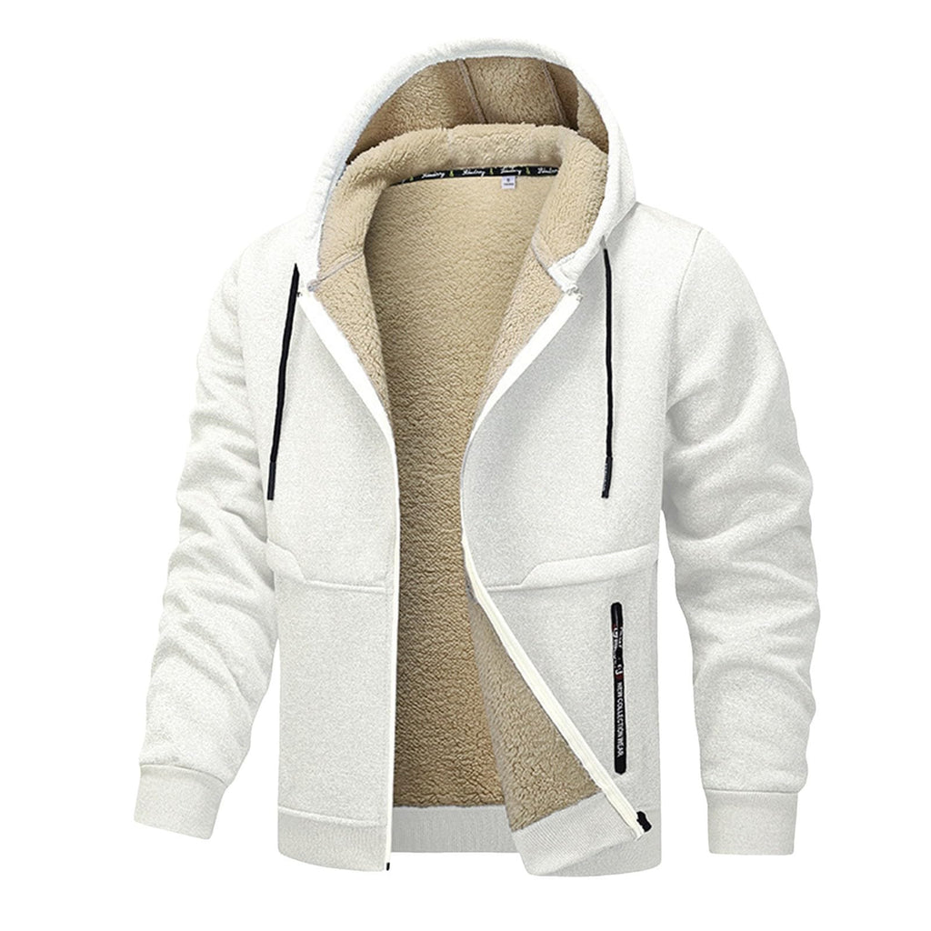 Teddy Fleece Men Hoodie Fleecing Lined Fuzzy Jacket with Pockets Full Zip Hooded Adjustable Sweatshirts Warm Parka Jackets Sherpa Ski Jackets Thermal Cardigan Jumper Coats Winter Outerwear Clothing