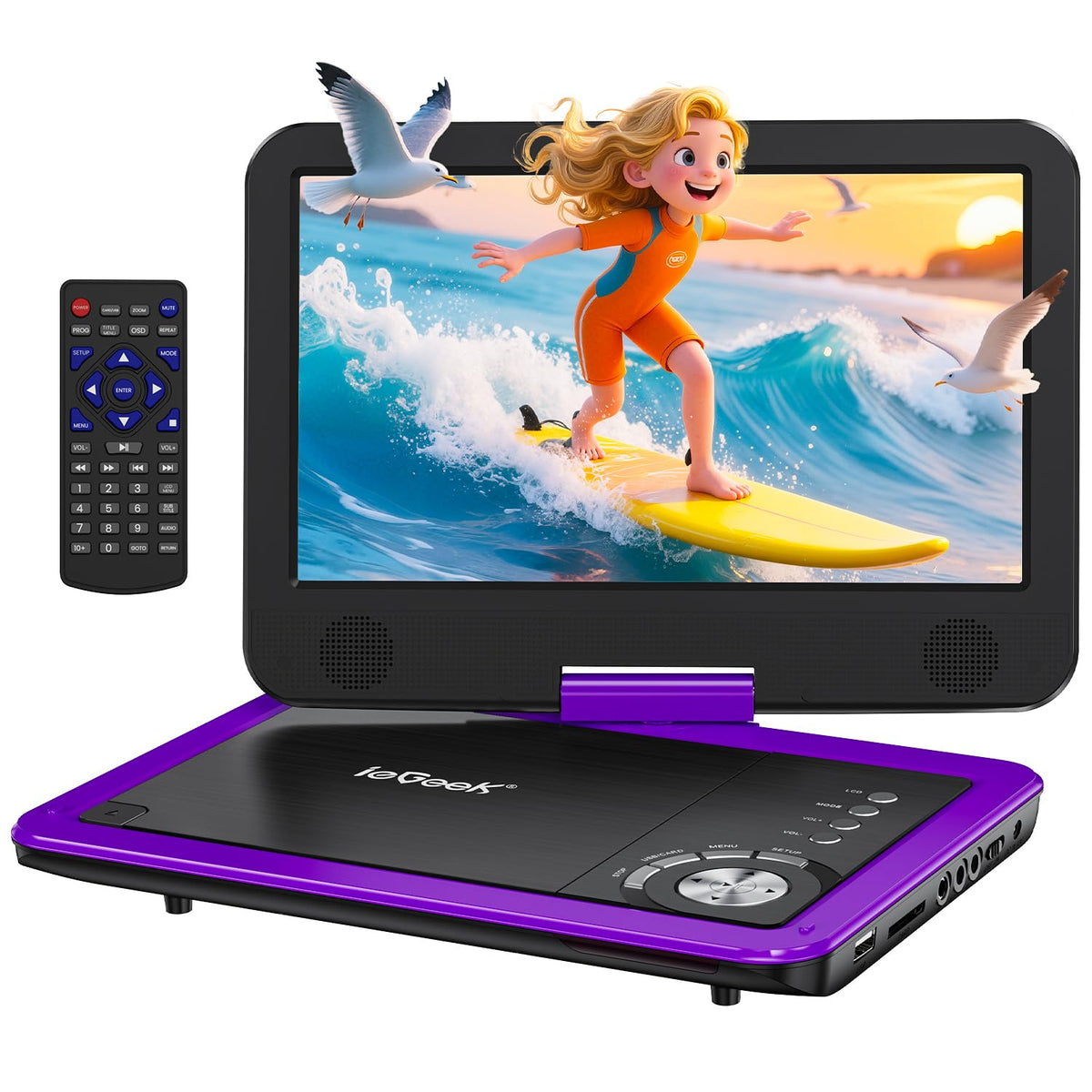 ieGeek 12.5" Portable DVD Player, 10.5" HD Screen, Car Travel, Black