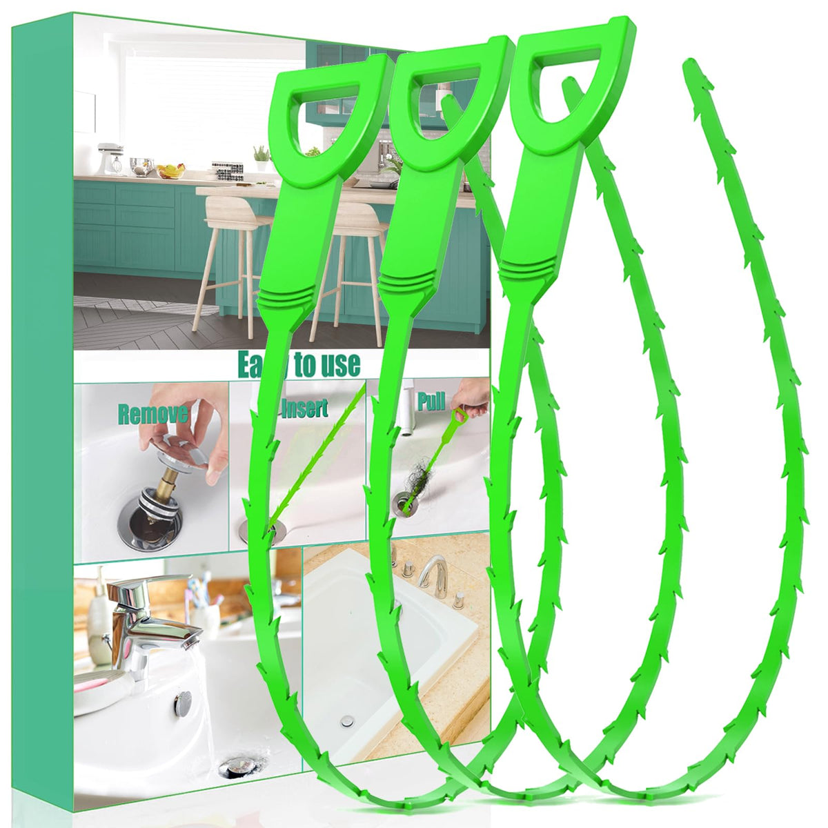 Drain Snake Hair Clog Remover - Shower Sink Unclogger Tool