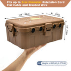 Hrensaw Medium Outdoor Electrical Box(10.6x5.5x4.5inch),Weatherproof Connection Box w/6 Cable Entry,IP54 Waterproof Extension Cord Cover Protect Power Strip,Timer,Plug,Holiday Lights,Black