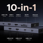 UGREEN Laptop Docking Station Dual Monitor, Dual 4K@60Hz 7-in-1 USB C Hub