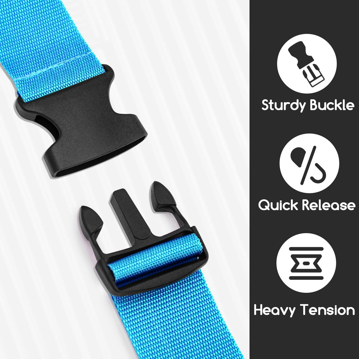 WISYOK Luggage Straps Extended, 4 Pack, 130-250cm Adjustable, Pink SkyBlue