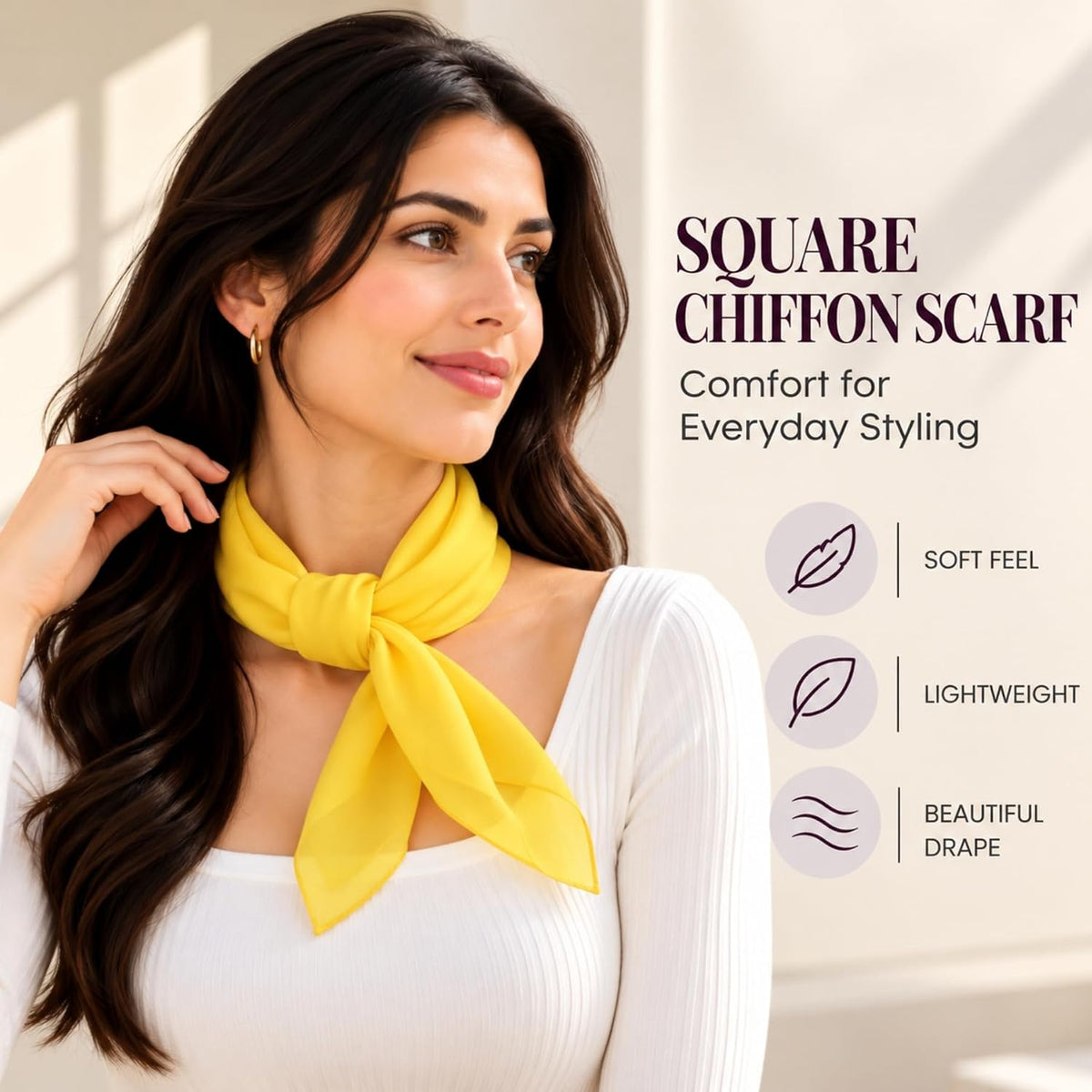 WESTEND CHOICE Square Chiffon Scarves Women's Neck Scarf 50s Retro Bandana