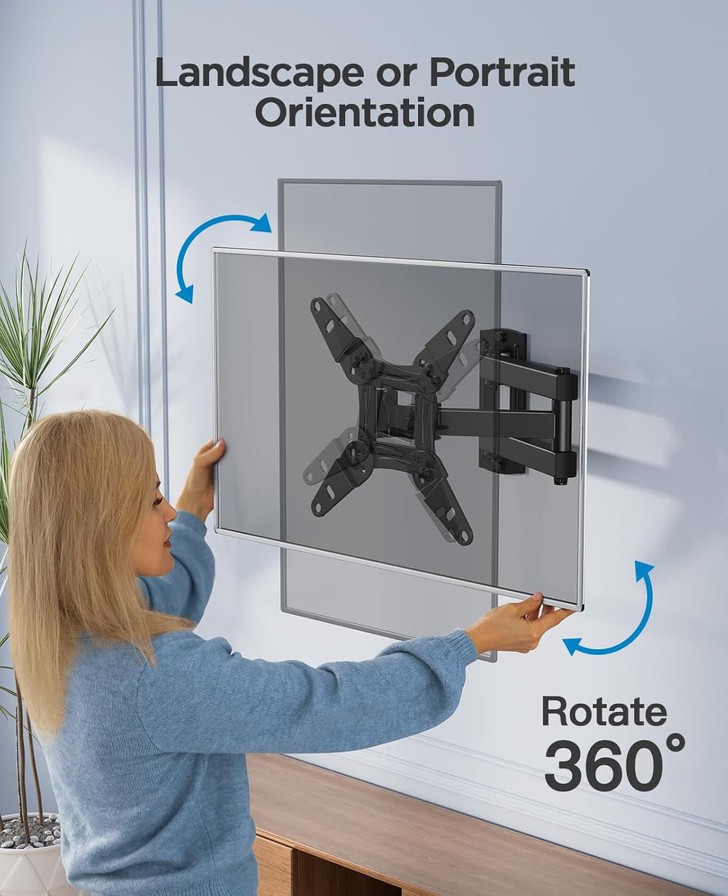 PERLESMITH TV Wall Bracket for 13-43 inch TVs, Swivel Tilt Extend Wall Mount for Flat & Curved TV up to 20kg, Max.VESA 200x200mm