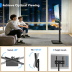 Floor TV Stand with Mount for 26-55 inch TVs up to 35 kg, Height Adjustable Swivel Tilt TV Stand with Wood Base & Shelf, Saving Space Design for Bedroom, Living Room and Corner, White