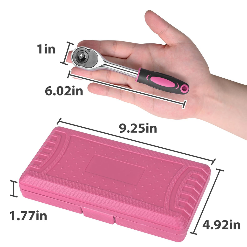 Egofine 46 Pieces 1/4 inch Drive Socket Ratchet Wrench Set, with Bit Socket Set Metric and Extension Bar for Auto Repairing and Household, with Storage Case