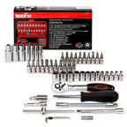 Egofine 46 Pieces 1/4 inch Drive Socket Ratchet Wrench Set, with Bit Socket Set Metric and Extension Bar for Auto Repairing and Household, with Storage Case