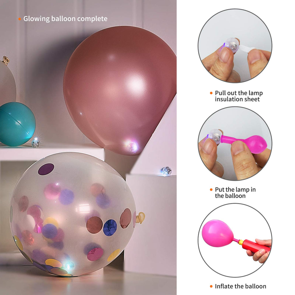 Aogist 200pcs 10-Colors Mini Lights with Hook,Long Standby Time Waterproof LED Balloon Light,Battery Powered,Ball Lamp for Balloon Paper Lantern Birthday Party Christmas Halloween