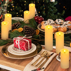 YOROXRG Solar flameless Candles Outdoor Waterproof,Dusk to Dawn Outdoor Lighting, Flickering fameless Reusable LED Light Candles for Lantern Garden Camping and Home Decor, 3D Wick (3"X6") Set of 2
