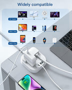 Addtam Extension Lead with USB Slots, Power Strips with 2 Way Outlets 4 USB