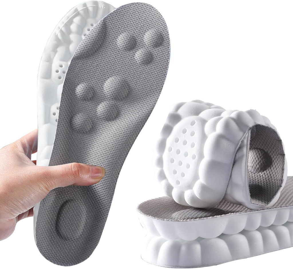 Memory Foam Insoles with Arch Support for Women Men,Comfort Massage Insoles Replacement Shoe Inserts for Trainers Sneakers Sports Shoes Work Boots,Breathable,Shock Absorption (8/8.5UK, Black)