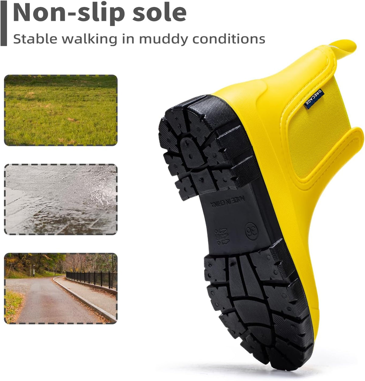 DRECAGE Wellies Boots Women Waterproof Short Chelsea Fashion Ladies Comfortable Rain Boots Outdoors Garden Walking