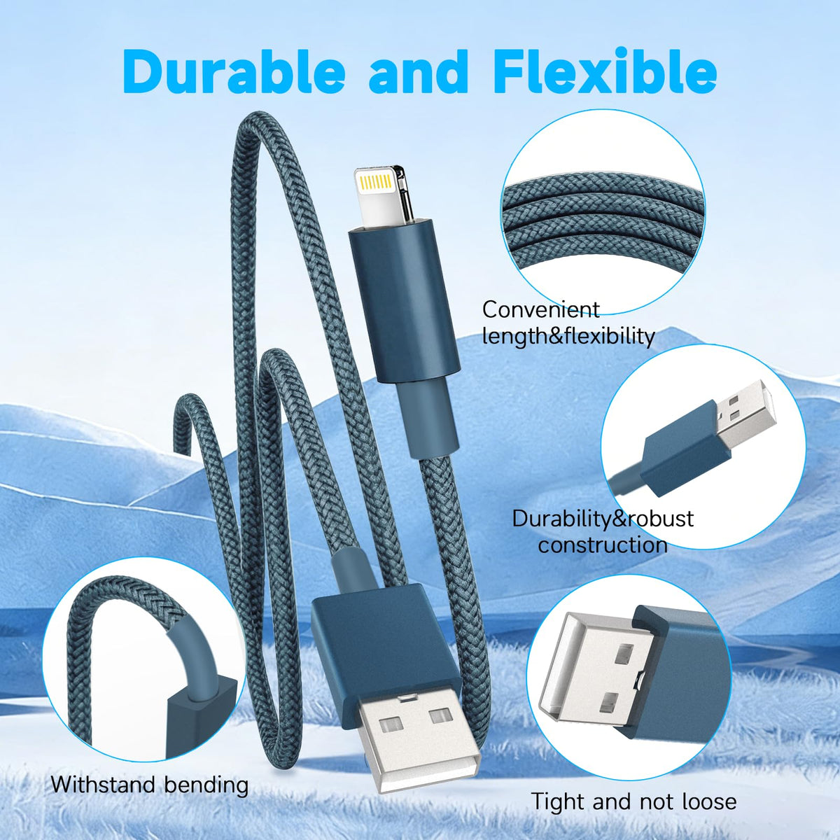 iPhone Charger Cable 1M [Apple MFi Certified] Lightning to USB Cable Lead 3 Foot, 2.4A Fast Charging Cable for iPhone 14 13 12 11 Pro Max XS XR X 8 7 6 Plus 5, iPad and iPod