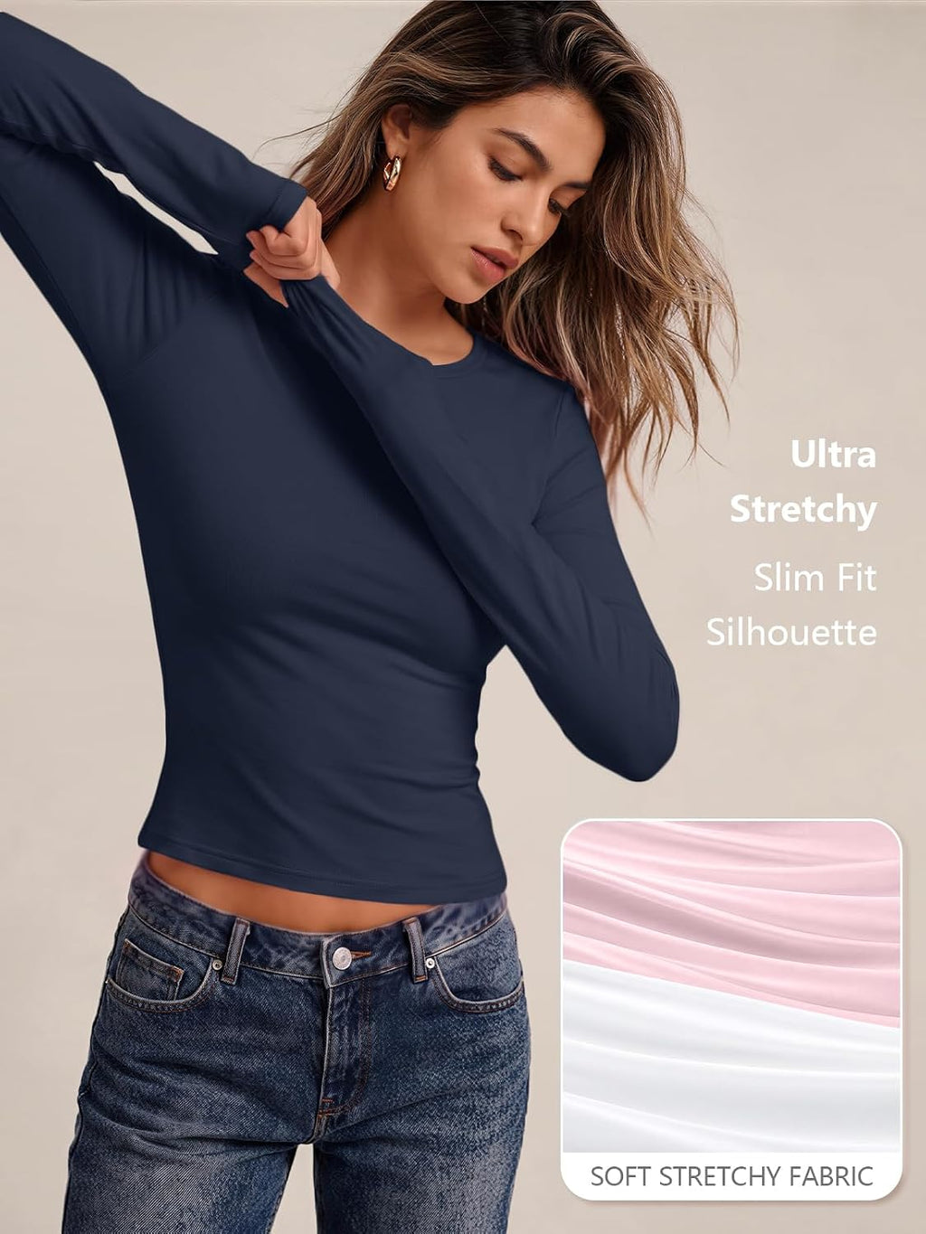 LILLUSORY Long Sleeve Tops Women Crew Neck Y2k T Shirts