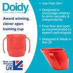 Doidy Cup, Open Cup for Training Baby 6 Months-3 Years, 200ml, Slanted Weaning Cup with Handles for Learning to Drink, BPA Free (Orange)