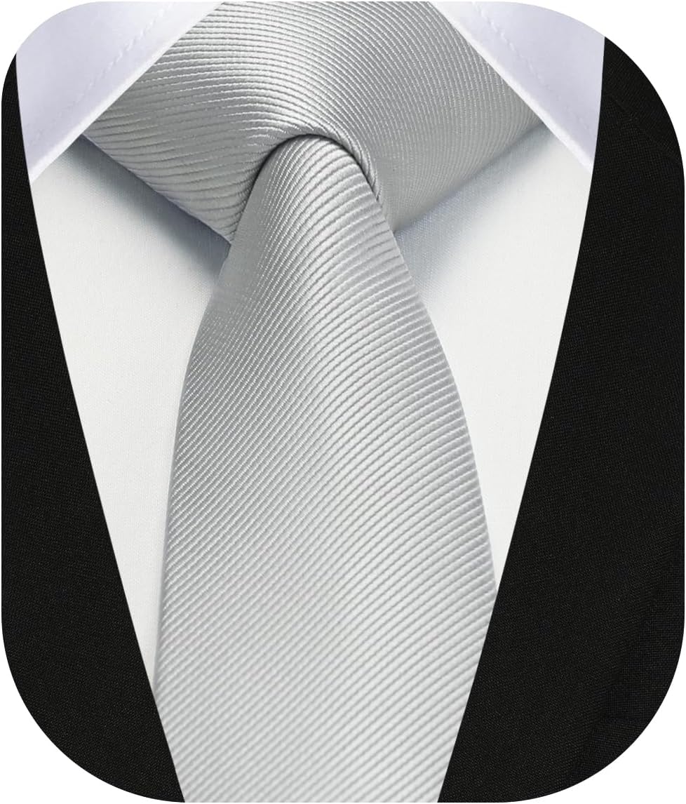 HISDERN Skinny Tie Solid Color 6cm Slim Ties for Men Wedding Classic Formal Business Necktie