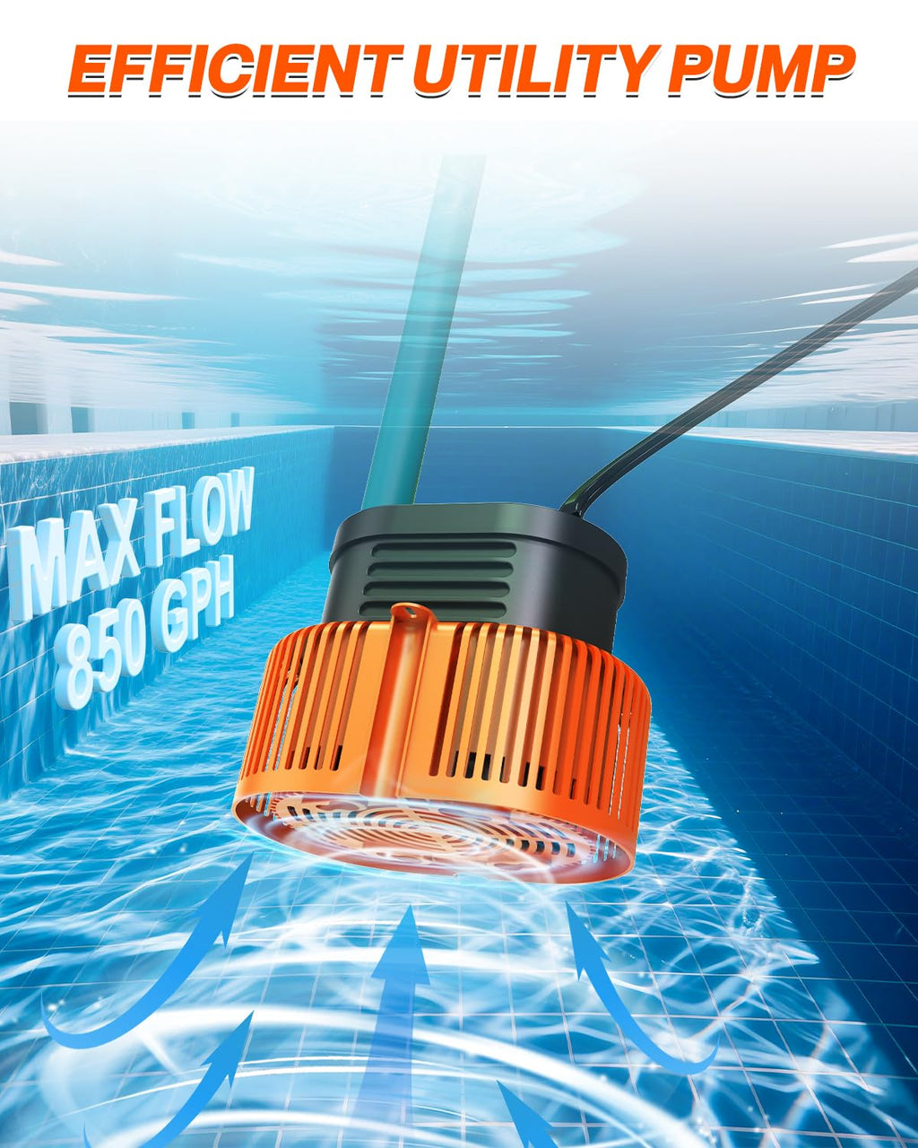 AgiiMan 850GPH Pool Cover Pump, Submersible Sump Pump above Ground