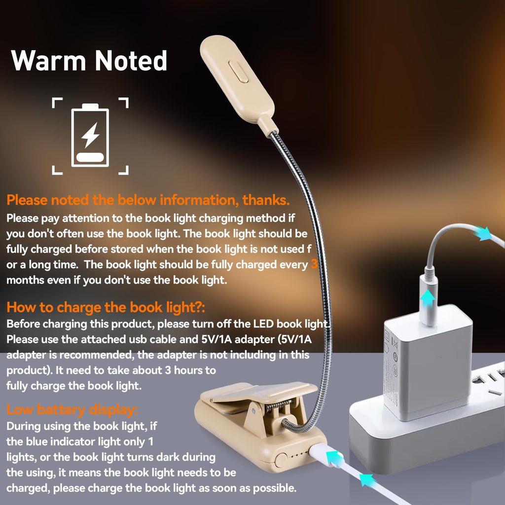 VAVOFO Rechargeable Reading Light, Clip on Book Light for Reading in Bed