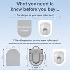 AQUALONA® Premium Thermoplastic Toilet Seat Soft Close Hardwearing Seat with Two Button Hinge Release D Shaped Easy to Clean Simple Installation Top and Bottom Fittings (Blue - D Shape)