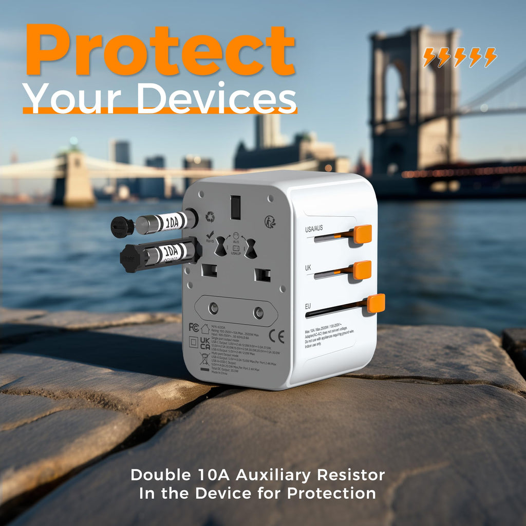 TESSAN Universal Travel Adapter Worldwide with 2 USB C and 2 USB A Ports